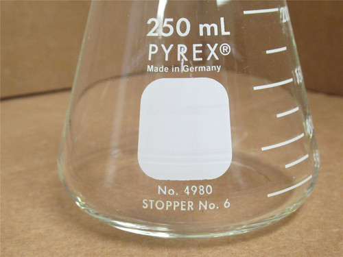 Pyrex 4980-250; Box-12; Heavy Duty Rim Erlenmeyer Flasks