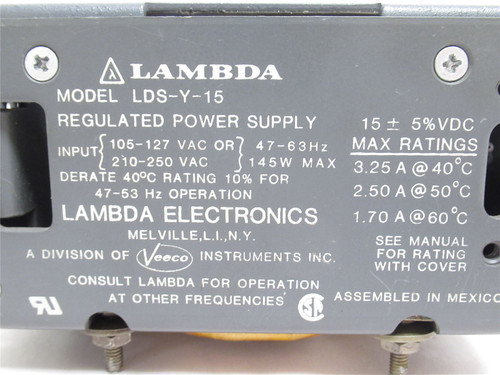 Lambda LDS-Y-15; Regulated Power Supply 105-127 VAC In