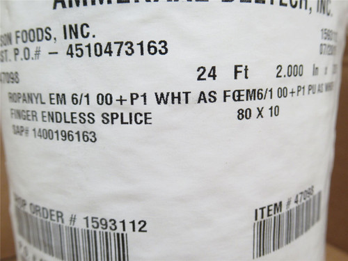 Ammeraal ROPANYLEM6/100+P1WHTASFGEM6/100; White Conveyor Belt