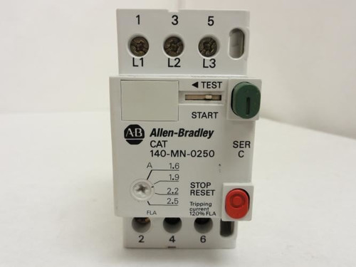 Allen-Bradley 140-MN-0250; Manual Starter 1.6~2.5A; 3P; 600VAC; SER:D