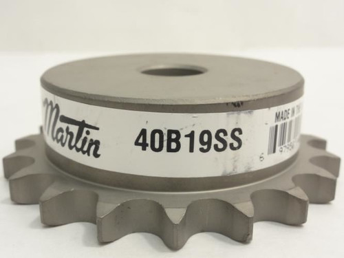 Martin 40B19SS-5/8NK; Sprocket # 40; 19T; 5/8"ID; SS; NO KEYWAY