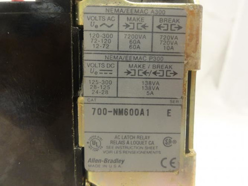 Allen-Bradley 700-NM600A1; Relay; 120VAC; Coil: 110/120V