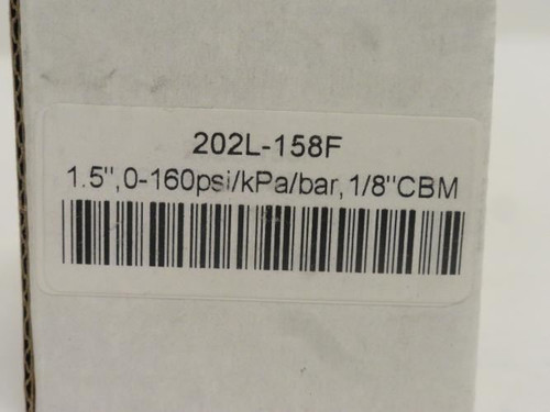 PIC 202L-158F; Pressure Gauge 1.5" Dia; 0-160bar; 1/8NPT