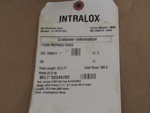 Intralox 52345782; Conveyor Belt; 4.8ft x 22" Wide