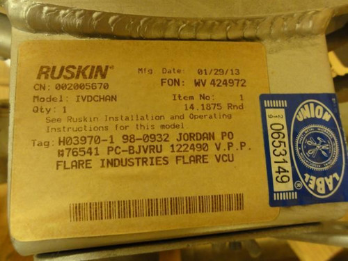 Ruskin IVDCHAN; Inlet Vane Damper; 14" Diameter