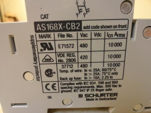 Schurter AS168X-CB2; Circuit Breaker; 20A; 480VAC