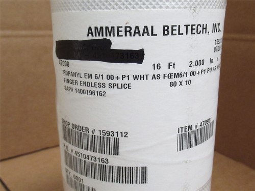Ammeraal ROPANYLEM6/100+P1WHT; Conveyor Belt; 7-7/8" W; 16'L