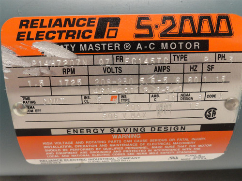Baldor P14H7207; AC Brake Motor 1-1/2HP; 230/460VAC 1725RPM