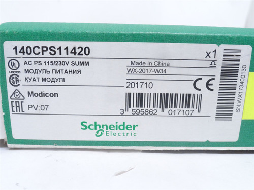 Schneider 140CPS11420; Power Supply 115-230VAC; 11A