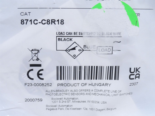 Allen-Bradley 871C-C8R18; Proximity Switch; 24-250VAC; 180mA