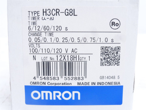 Omron H3CR-G8L AC100-120; Analog Timer; 0.5-120s; 100-120VAC