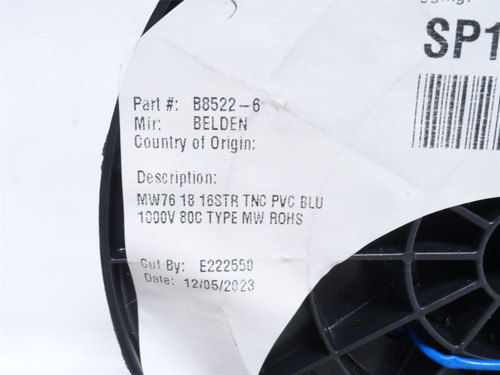 Belden B8522-6; Roll-250' Lead Wire; #18AWG; MW MIL-W-76C-PVC