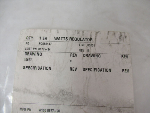 Watts W100 0677-34; Watts Regulator Mustang Kit