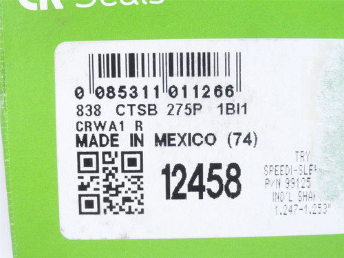 SKF 12458; Double Lip Oil Seal; 1-1/4"OD x 2"OD x 1/4" Wide
