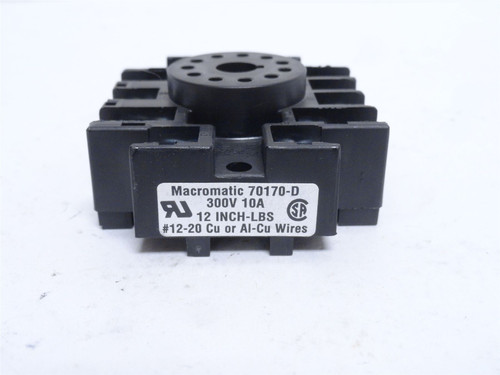 Macrmatic 70170-D; Relay Socket; 11-Pin; 10A; 300VAC