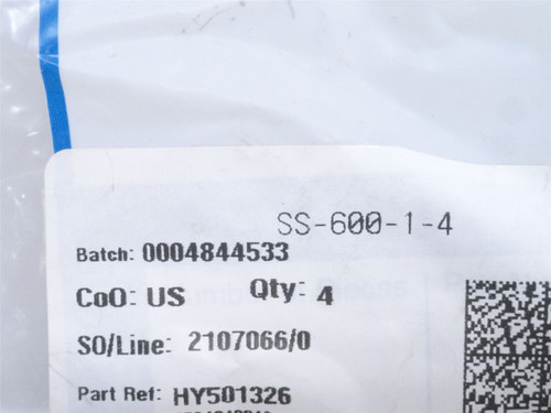 Swagelok SS-600-1-4; Tube Adapter; SS-316; 3/8" Tube x 1/4NPT