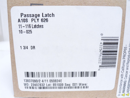Schlage  A10S-PLY-626-11-116-10-025; Passage Knobset