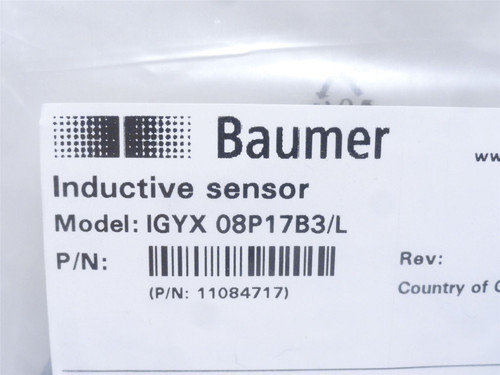 Baumer IGYX08P17B3/L; Proximity Sensor 11084717; 10-30VDC