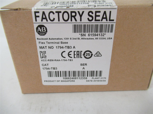 Allen-Bradley 1794-TB3; Terminal Base 10 AMP 16 I/O Terminals