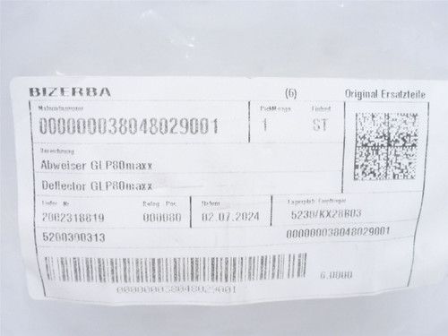 Bizerba 38048029000; Deflector Panel GLP80maxx