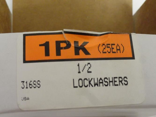 Industry-STD 53MF82 ; Lot-25; Split Lockwasher; 316 SS; 1/2"