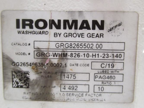Grove Gear GRG-WHM-826-10-H1-23-140; Gear Reducer; 10:1 Ratio