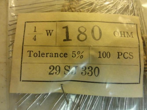 MFG- 29SJ330-180; LOT-700; Resistor 180Ohm 5% 1/4W