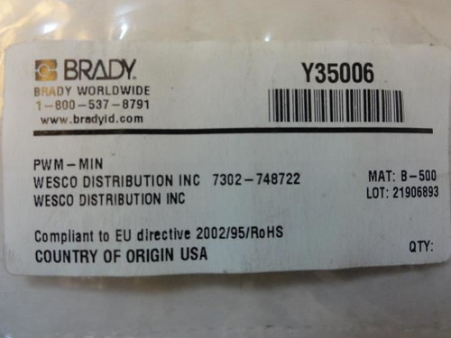Brady Y35006; LOT-10 Wire Marker Label