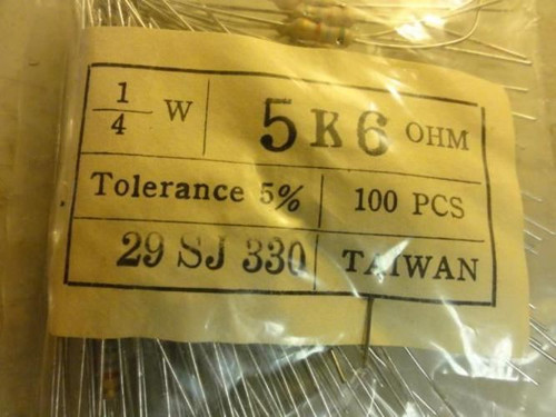 MFG- 29 SJ 330; LOT-500; Resistor; 5K6 Ohm