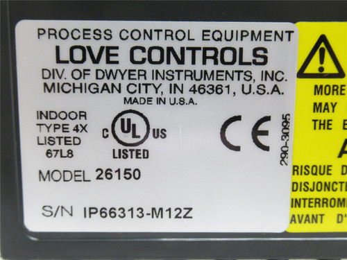 Love Controls 26150-948; Temp/Process Controller; 100-240VAC