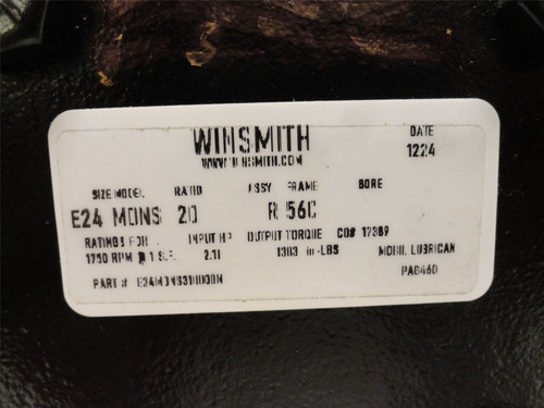 Winsmith E24MDNS20R56C; Gear Speed Reducer 20:1 Ratio; 2.1HP