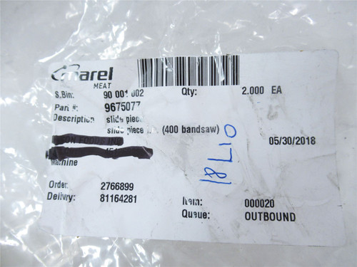 Marel 9675077; Slide Piece 400 Bandsaw