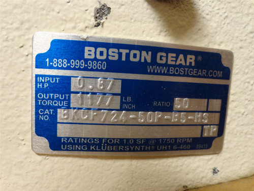 Boston Gear BKCF724-50P-B5-HS; Gear Speed Reducer; 50:1 Ratio