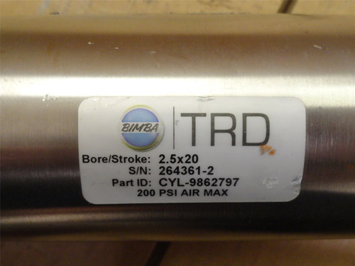 Bimba CYL-9862797; Air Cylinder; SS; 2-1/2"ID x 20" Stroke