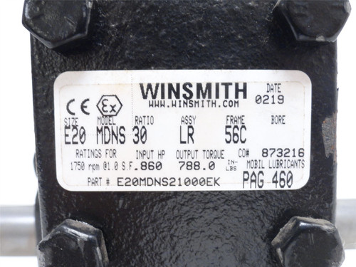 Winsmith E20MDNS21000EK; Gear Speed Reducer 30:1 Ratio; 0.86HP