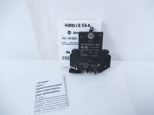 Allen-Bradley 1492-GS1G020-H1; Breaker 2A 1P 277VAC 1NO Aux