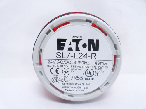 Eaton SL7-L24-R; Steady Red Led Beacon; 24VAC/DC; 73mm Base