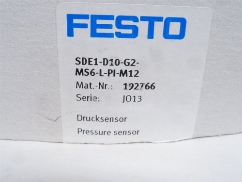 Festo SDE1-D10-G2-MS6-L-PI-M12; Pressure Sensor 192766; 10BAR
