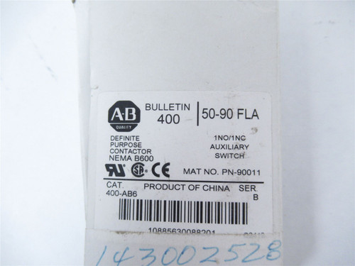 Allen-Bradley 400-AB6; Auxiliary Contact 1-NO 1-NC