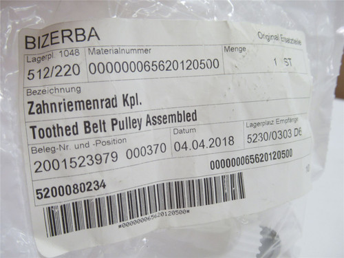 Bizerba 65620120500; Toothed Belt Pulley Assembled