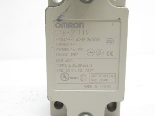 Omron D4B-2111N; Limit Switch; 2A; 240VAC; 1-NC; 1-NO; SPST