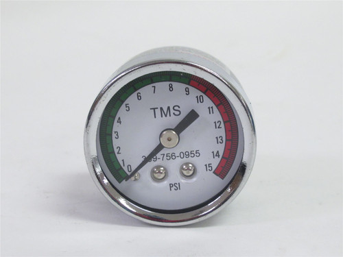 TMS DEM100-22; Pressure Gauge; 0-15PSI; 1/8"NPT; 1-1/2"Dial