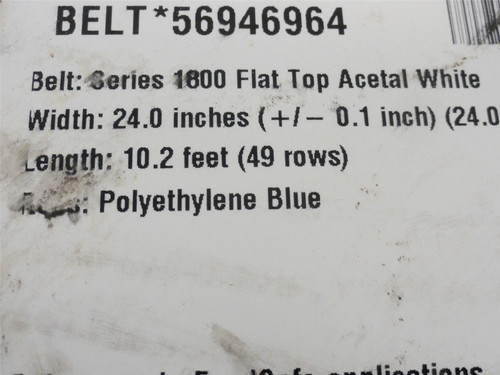 Intralox S1600-24-10; Conveyor Belt; 24"W x 10'L Series 1600