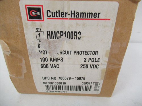 Cutler-Hammer HMCP100R3; Circuit Breaker 100Amp 3 Pole 600VAC