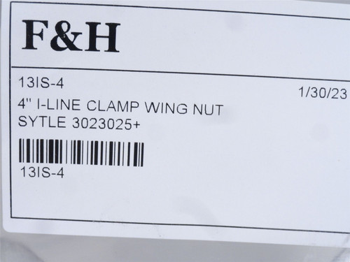 F and H 13IS-4; Sanitary Clamp; SS-304; Size: 4"; Single Hinge