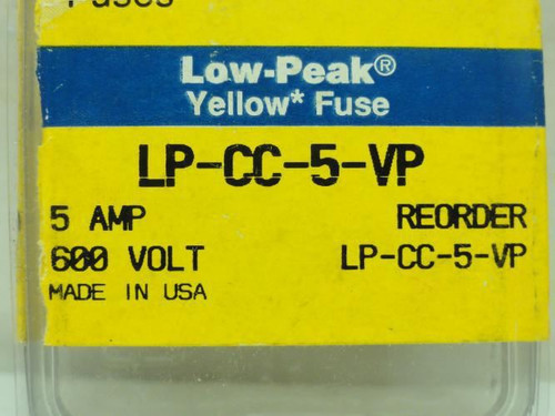 Bussmann LP-CC-5-VP; Power Fuse; Low Peak; 5A; 600V