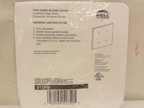 Bell 5175-0; Weatherproof Cover; 2-Gang; Grey