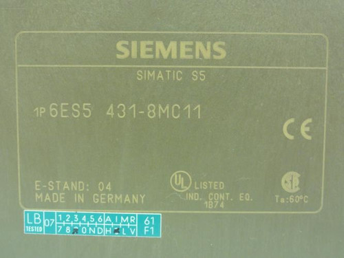 Siemens 6ES5-431-8MC11; Digital Input Module; 8 Point; 115VAC