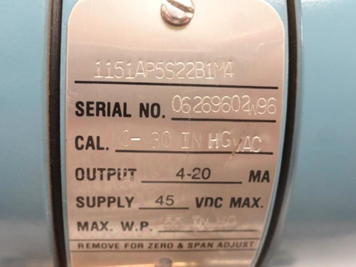 Rosemount 1151AP5S22B1MA; Presssure Transmitter; 0 - 30"HG