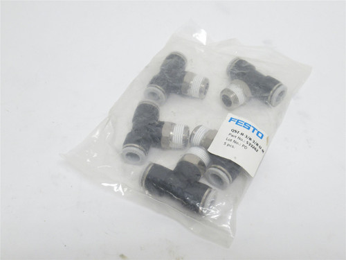 Festo QST-H-3/8-3/8-U-M; Bag-5 Tee Fittings 533262 Size 3/8"